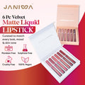 Janiwa Vegan Velvet Matte Liquid Lipstick Set (6 Pcs)