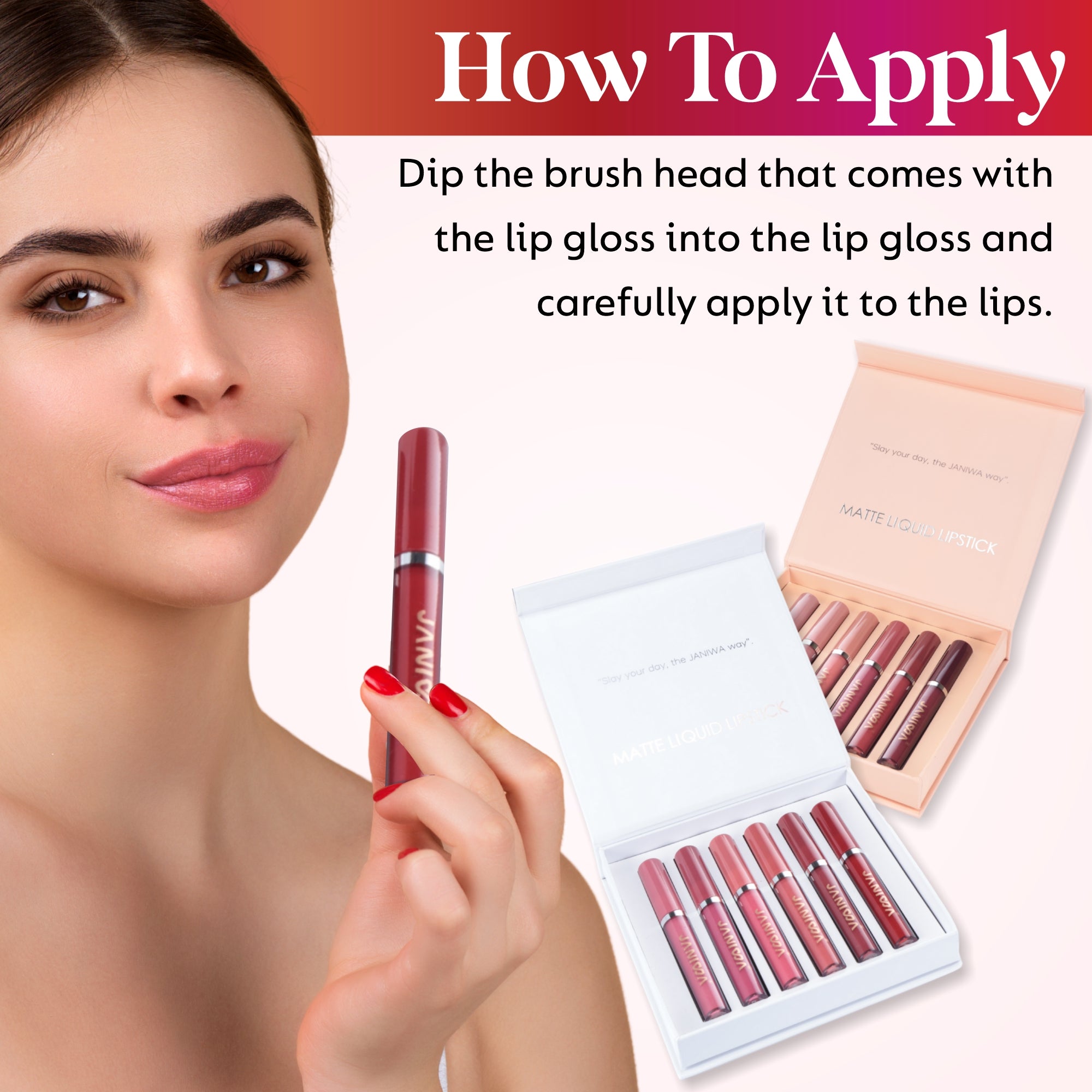 Janiwa Vegan Velvet Matte Liquid Lipstick Set (6 Pcs)