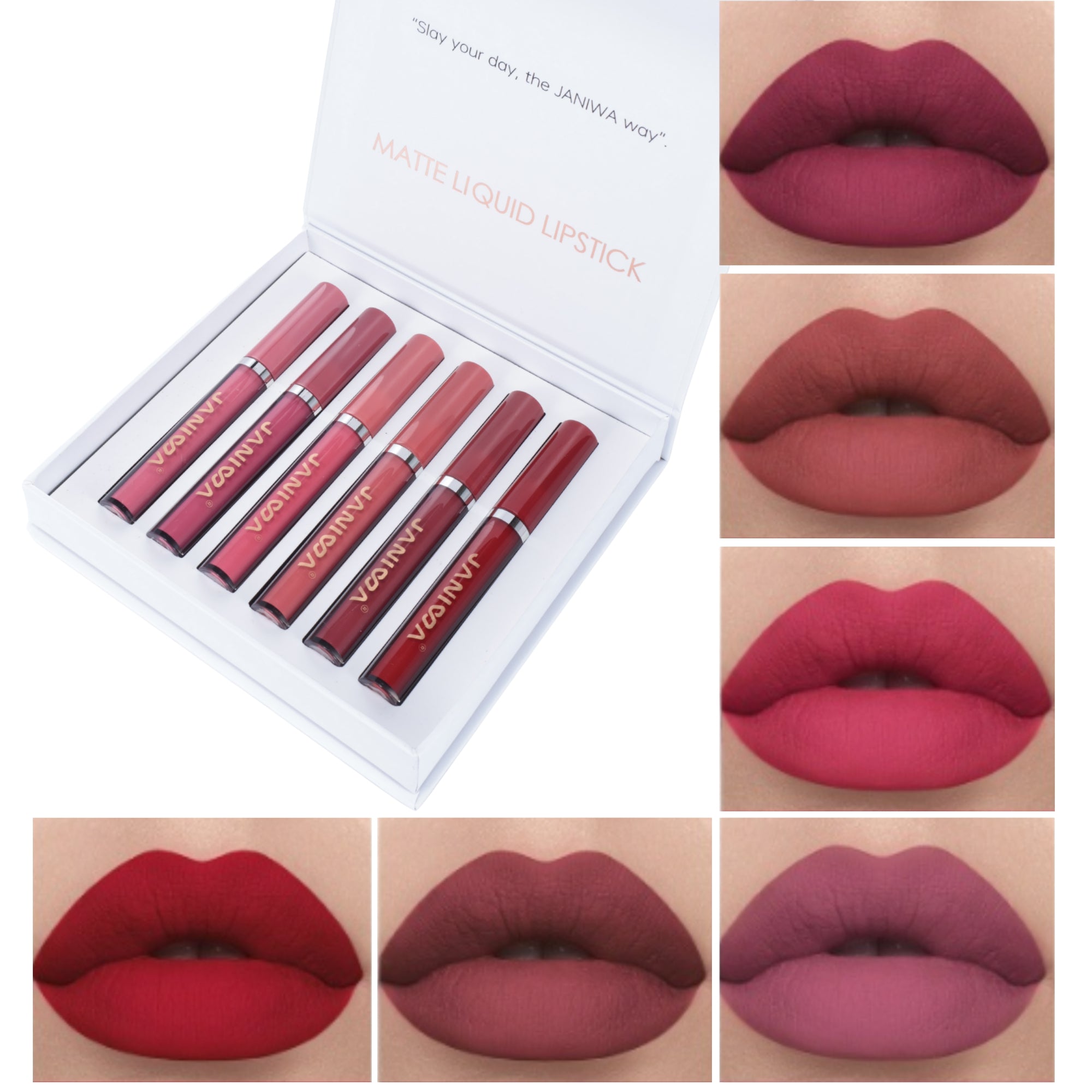 Janiwa Vegan Velvet Matte Liquid Lipstick Set (6 Pcs)