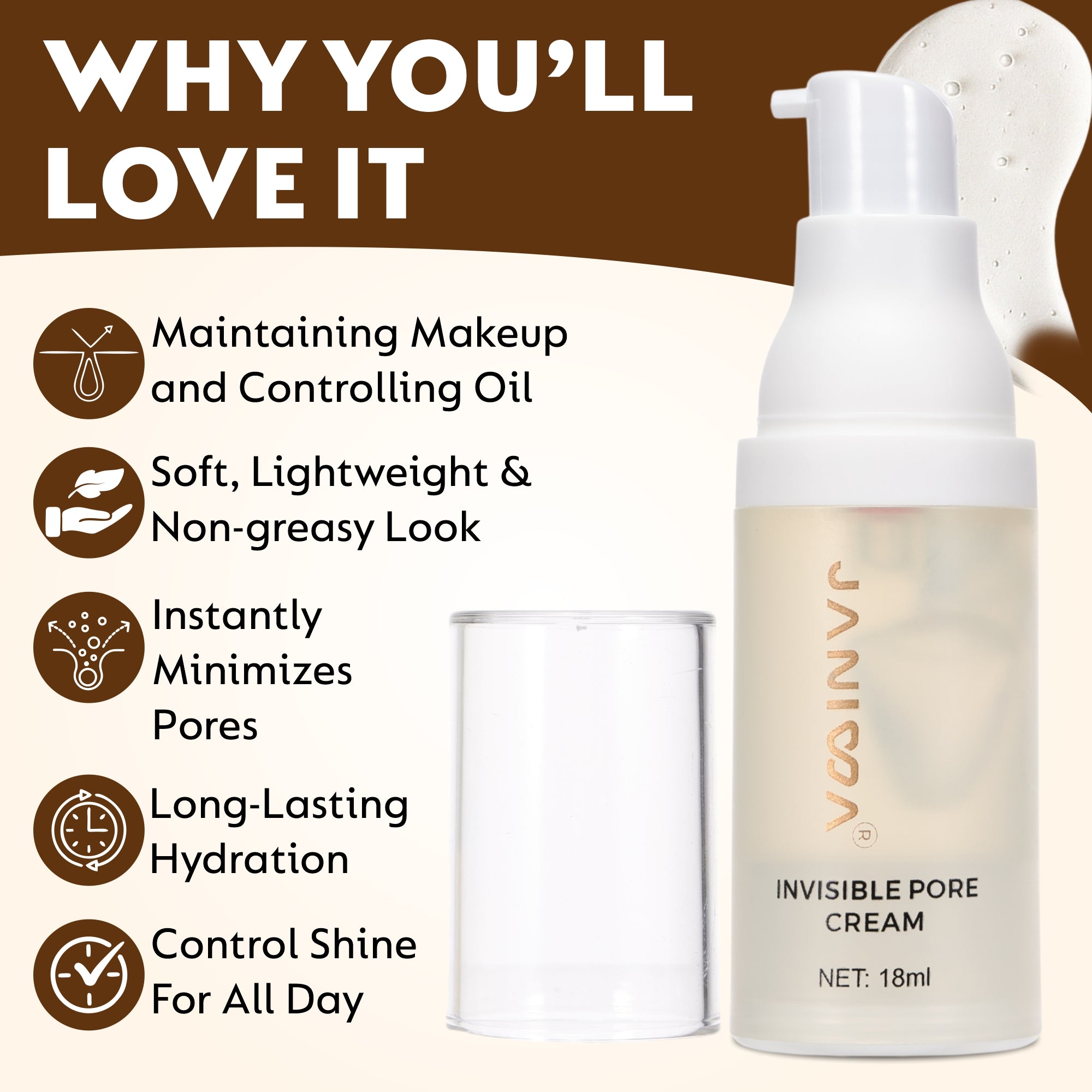 Janiwa Invisible Pore Face Cream - 18 ml