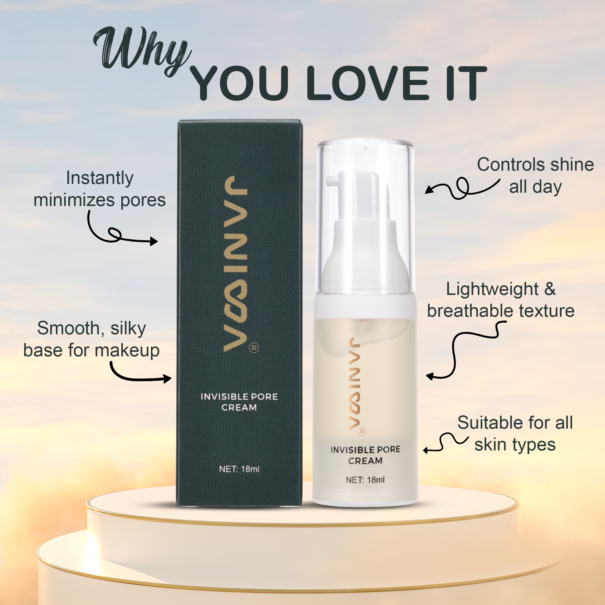 Janiwa Invisible Pore Face Cream - 18 ml