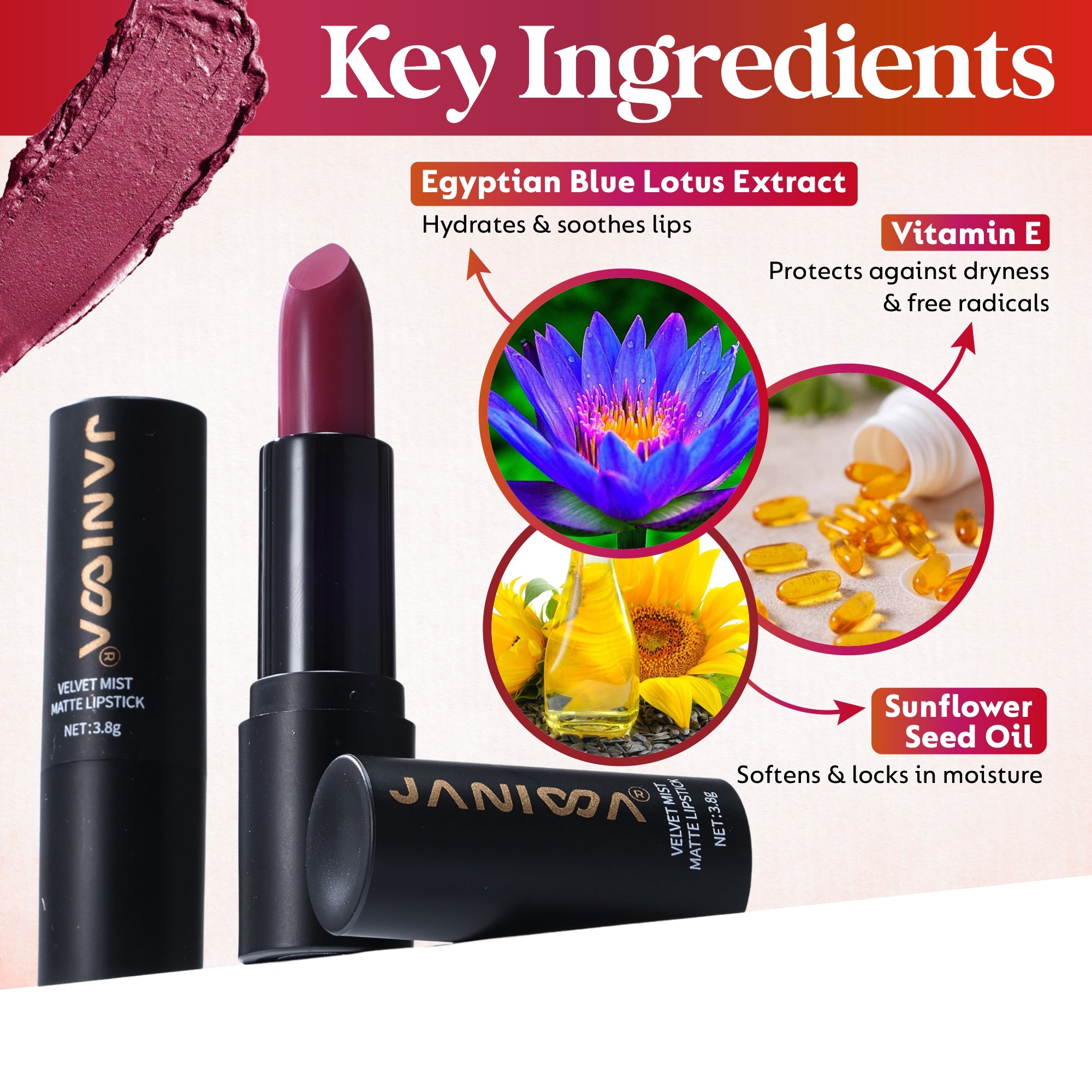Janiwa Vegan Velvet Mist Matte Lipstick